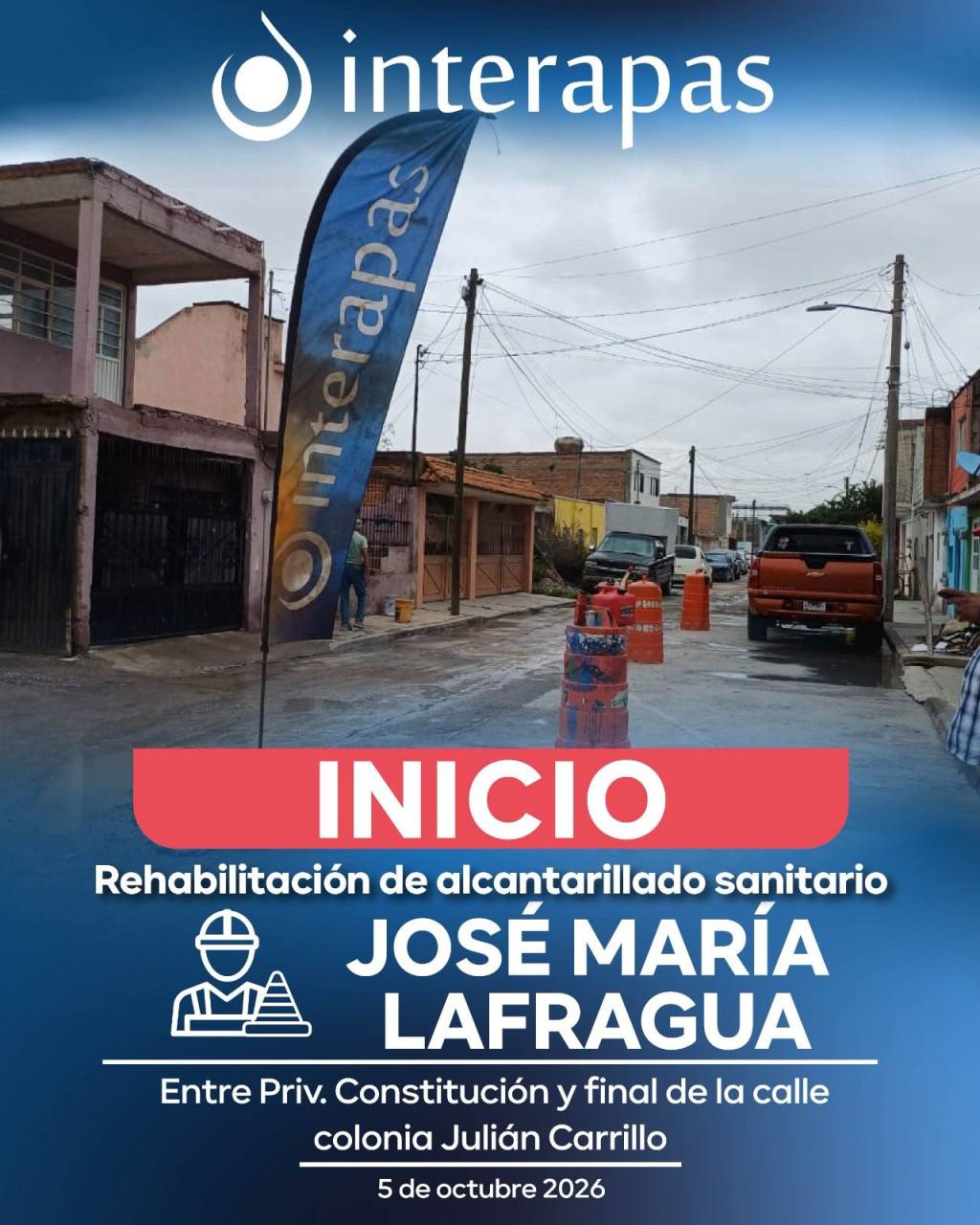 Interapas da continuidad a renovación de drenaje en la Julián&nbsp;Carrillo
