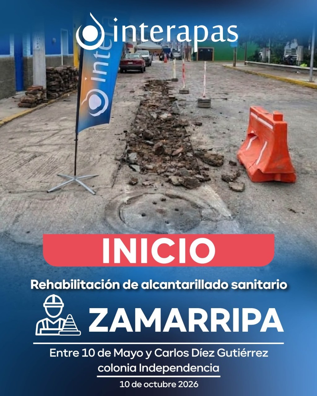 Interapas extiende renovación de drenaje en la colonia Independencia