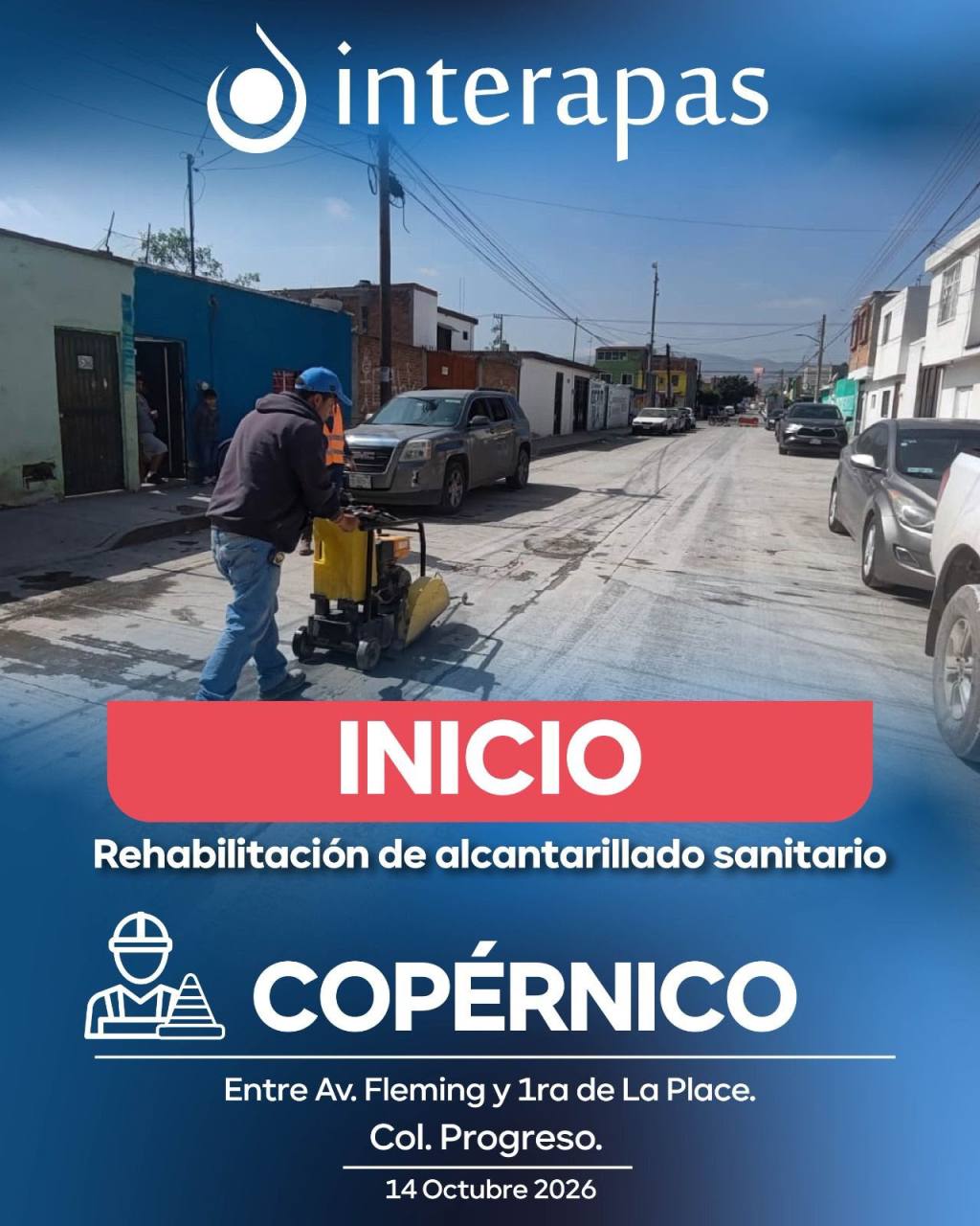Amplía Interapas beneficio sanitario para la calle Copérnico