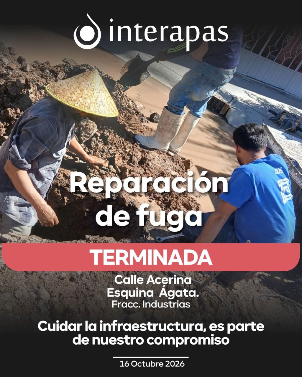 Interapas frena desperdicio de agua en fraccionamiento&nbsp;Industrias