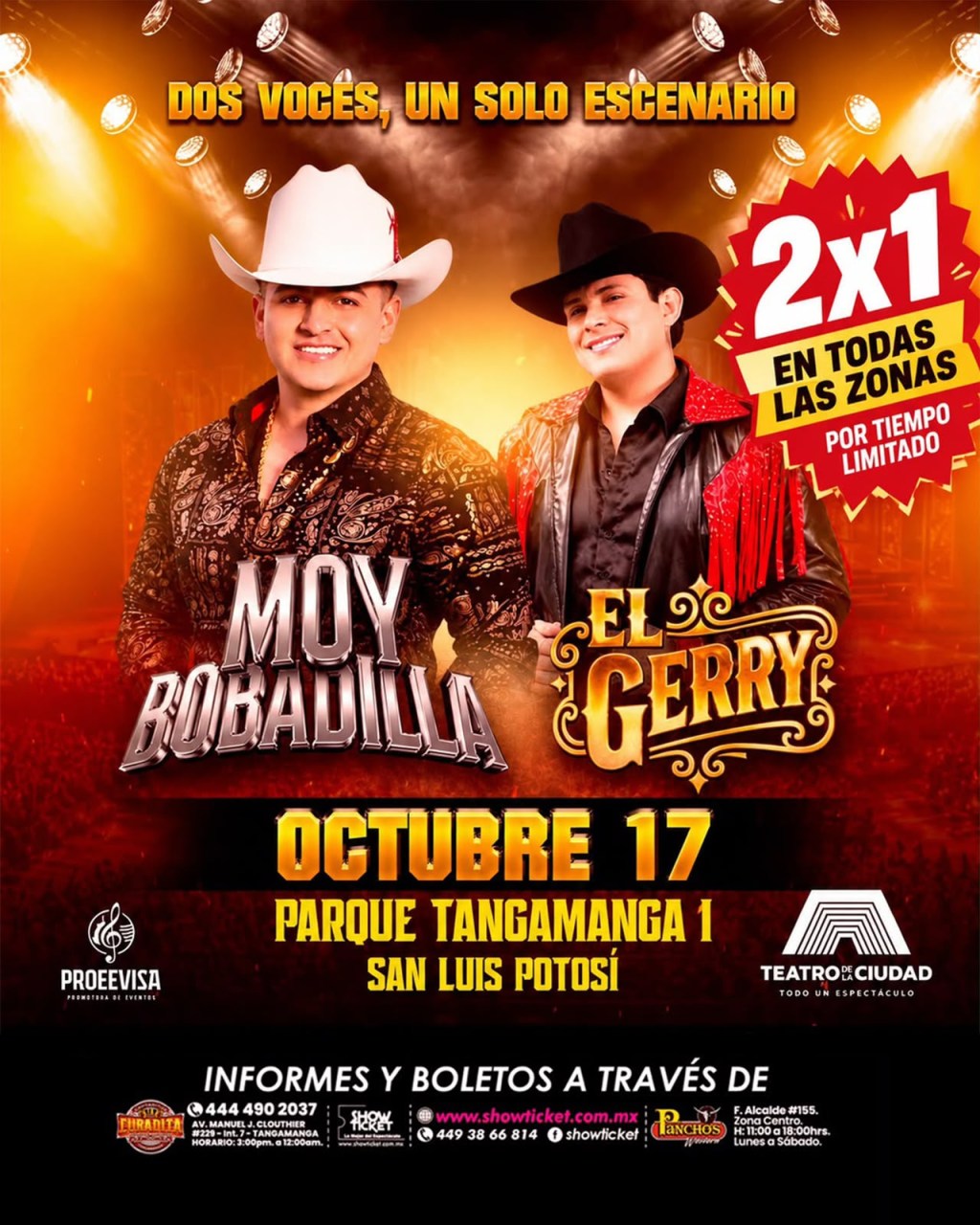 HOY SE PRESENTA INTOCABLE EN EL TEATRO DE LA CIUDAD DEL PARQUE TANGAMANGA&nbsp;II
