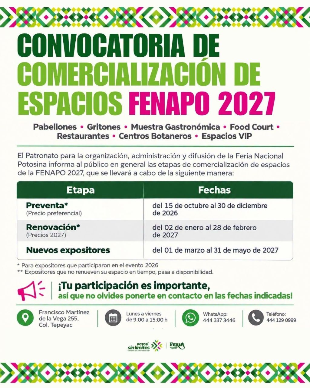FENAPO ANUNCIA ETAPAS DE COMERCIALIZACIÓN DE ESPACIOS PARA SU EDICIÓN&nbsp;2027