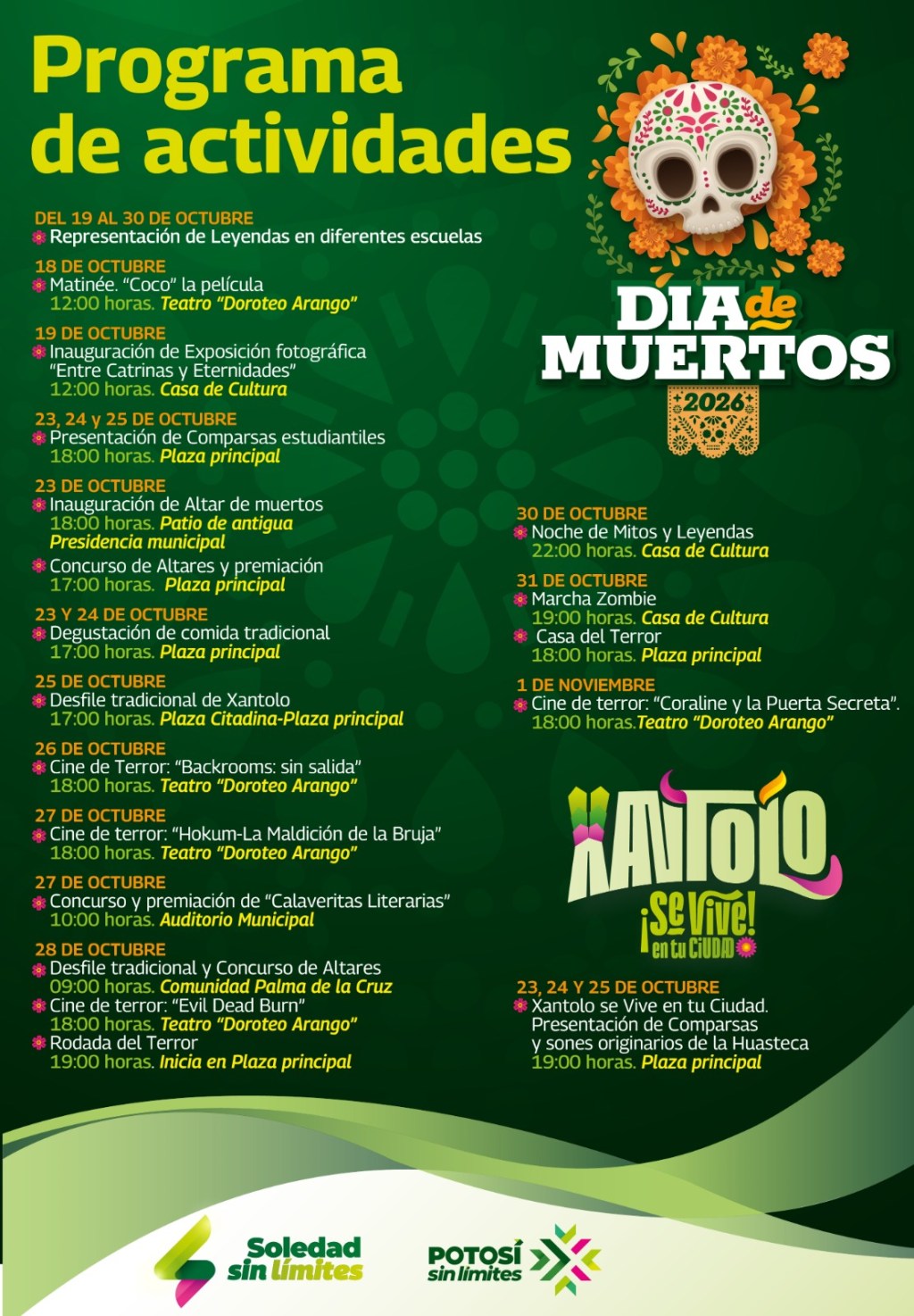 LA CULTURA XANTOLO ENALTECERÁ LA TRADICIÓN DE DÍA DE MUERTOS EN EL MUNICIPIO DE&nbsp;SOLEDAD