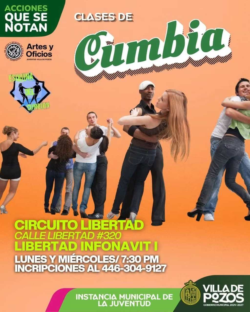 VILLA DE POZOS PONE A BAILAR A SU JUVENTUD CON CLASES DE&nbsp;CUMBIA