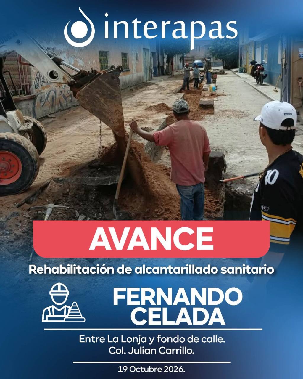 Continúan obras sanitarias de Interapas en seis&nbsp;colonias