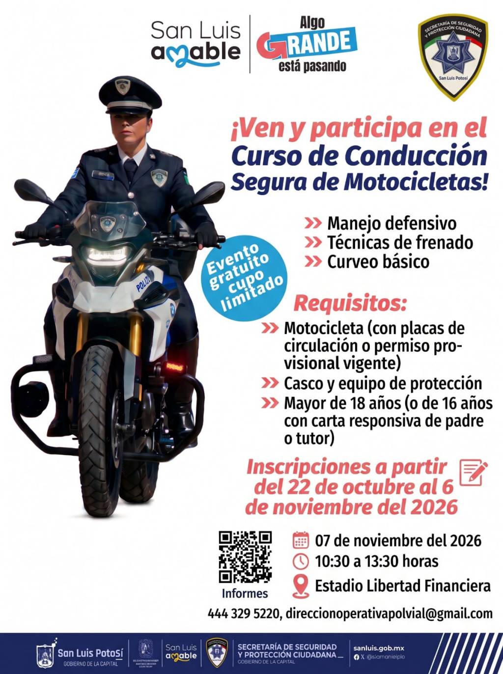 Policía Vial de la Capital abre fecha para curso de conducción segura de&nbsp;motocicleta