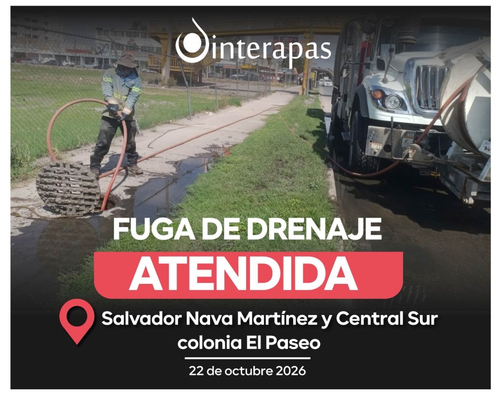 Interapas resuelve fuga de drenaje en Salvador&nbsp;Nava