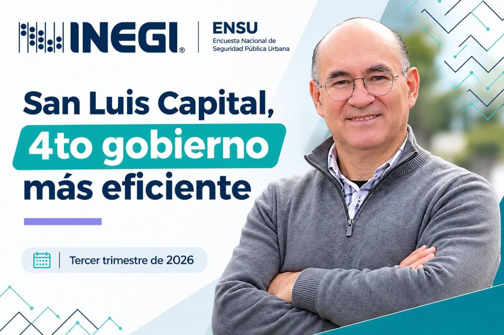 San Luis Capital, cuarto lugar nacional en percepción de eficacia gubernamental: Inegi